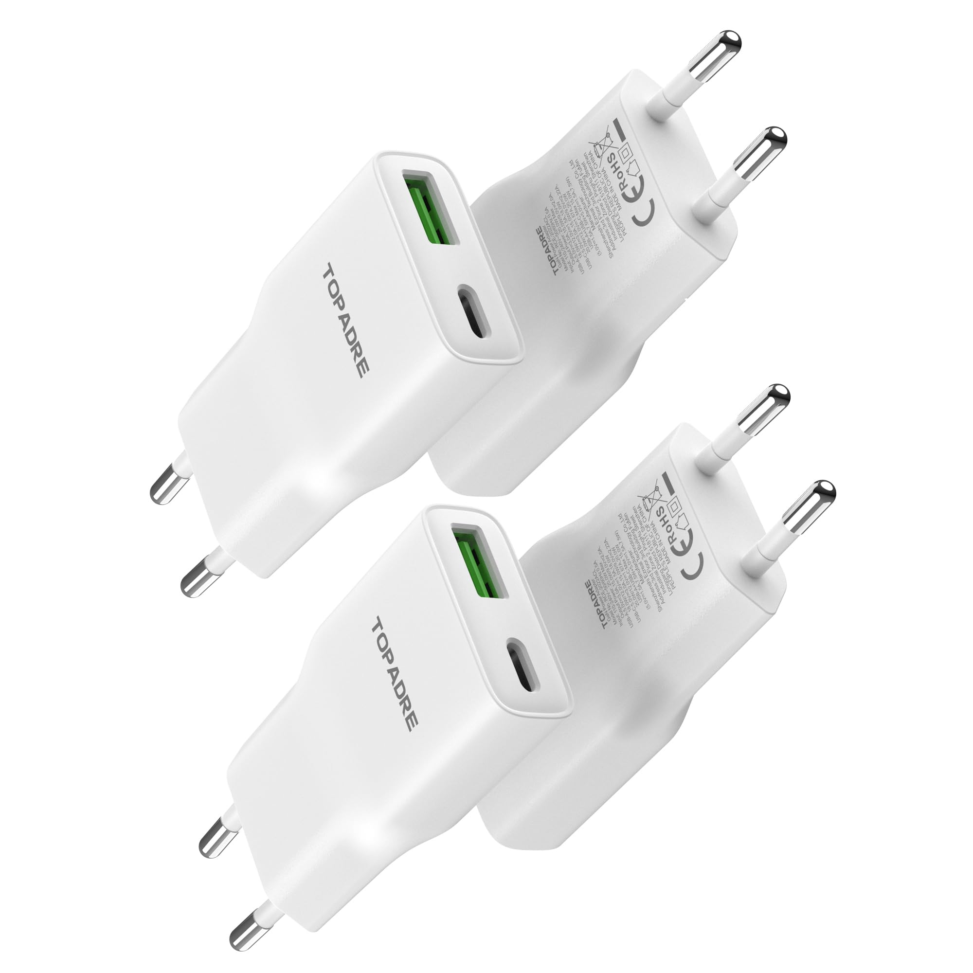 TOPADRE USB C Stecker 4-Pack, 20W Mini Ladestecker USB C Ladegerät Power Adapter für iPhone 17/17Pro/16/16 Pro/16 Pro Max/15 14 13 12 11 Pro Max X XS, Schnellladegerät Handy Stecker Kompakt Reisen