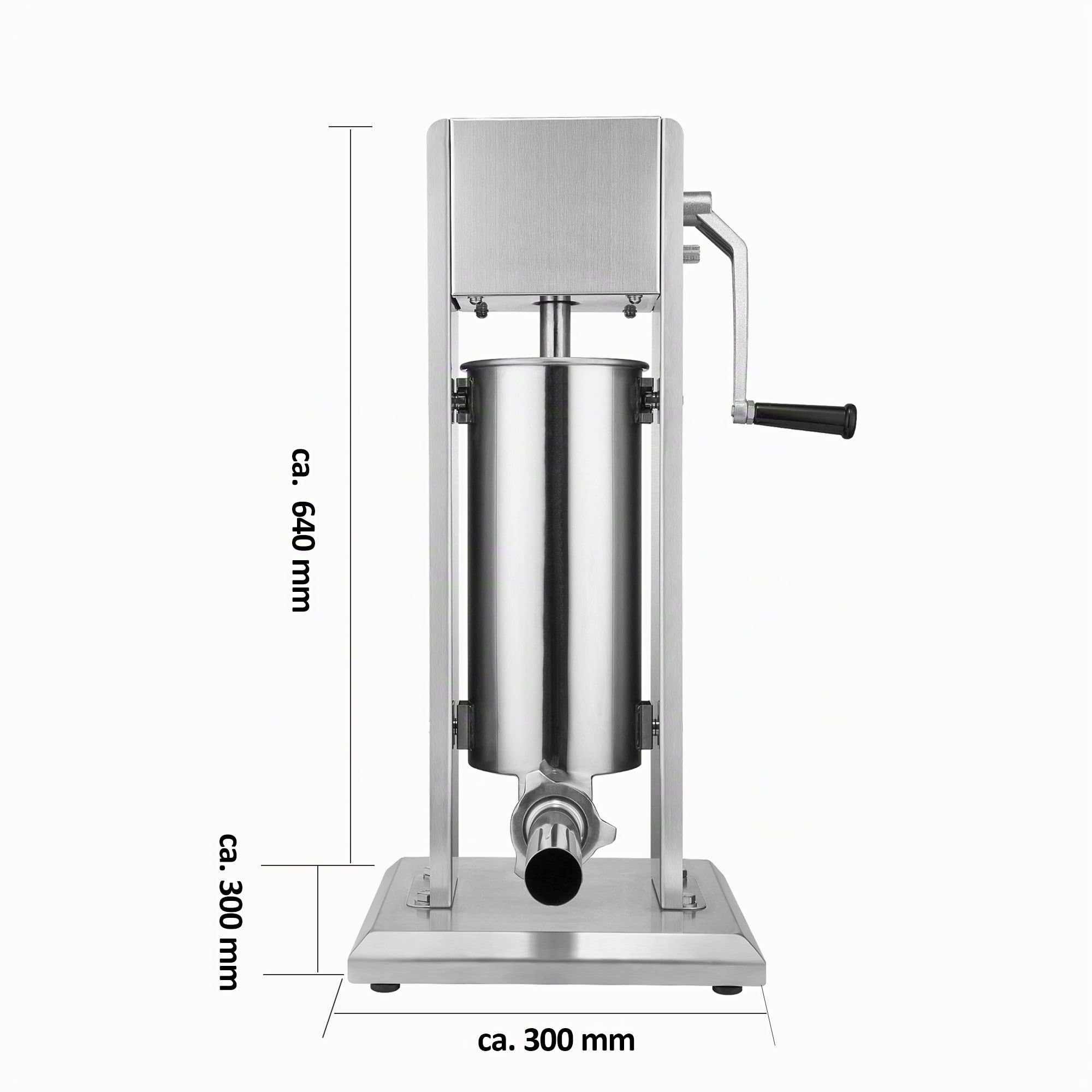 Zelsius | Macchina per riempire salsicce professionale in acciaio inox + quattro diversi tubi di riempimento | insaccatrice, pressa per salsicce, macchina con cambio a due velocità (5 Litro, argento)