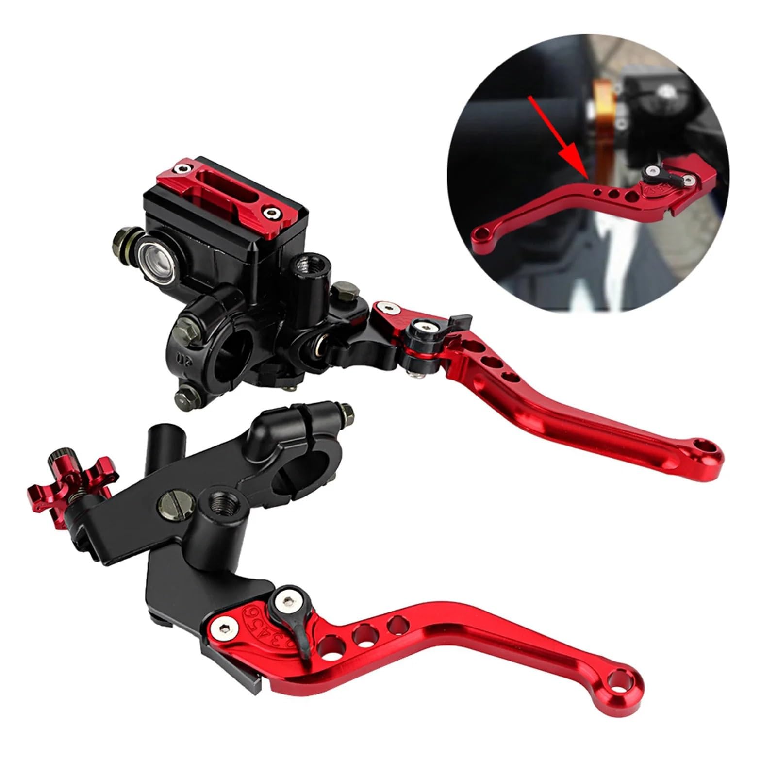 1 Par De Embrague Freno Motocicleta Universal 7/8 "(22 Mm) Para Palancas Depósito Cilindro Para Maestro Rojo