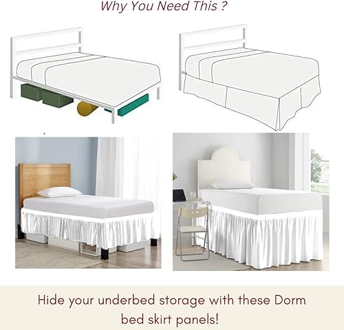 Miniatura 5 de Falda de cama de calidad de hotel de 800 hilos, 100% algodón con volantes, tamaño 46 pulgadas, suave, extra larga, elástica, para dormitorio, falda