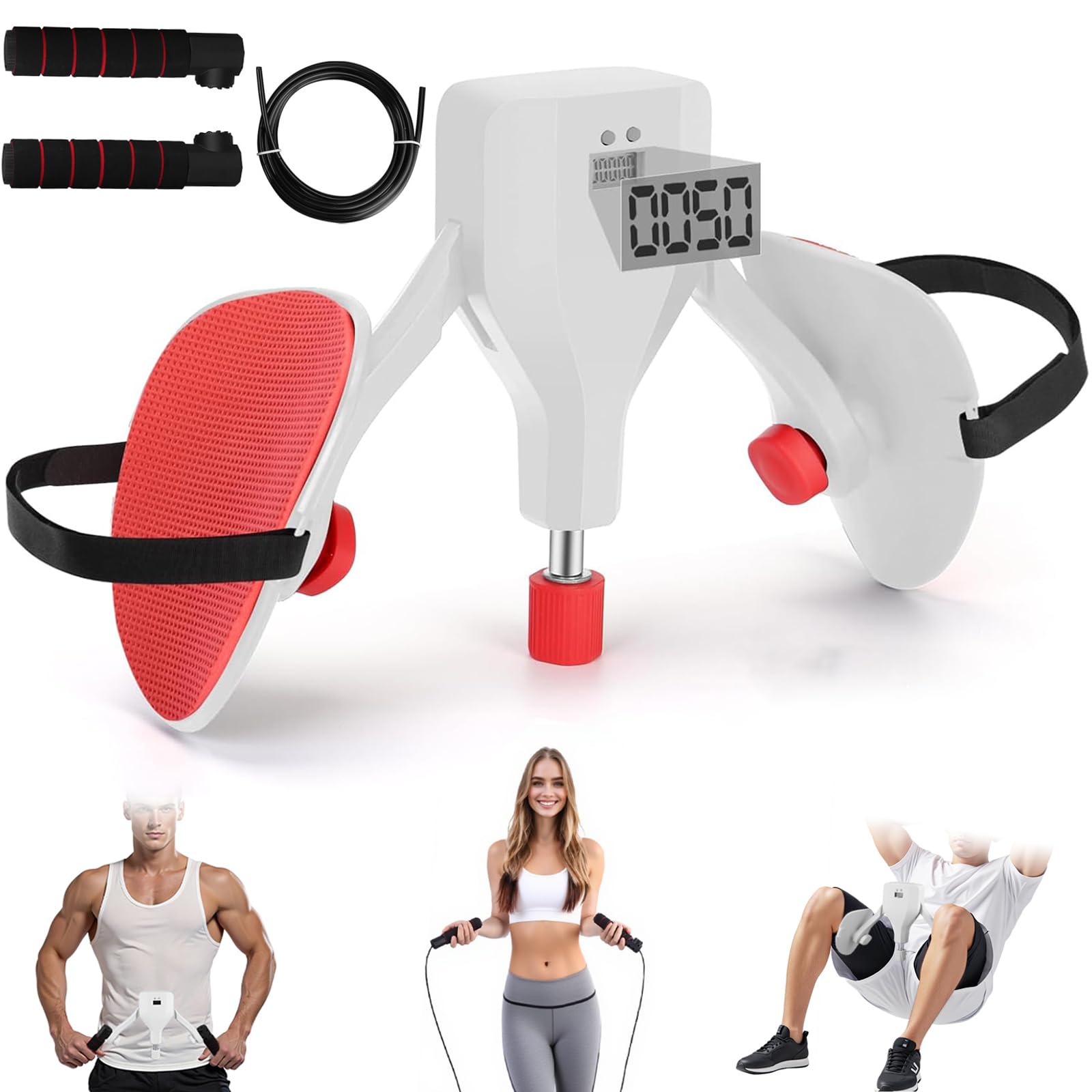 FitRepa Kegel Pelvic Floor Trainer for Men and Women Pelvic Floor Muscle Trainer, 77lb Adjustable Resistance Multifunctional Thigh Exerciser with Handle Counter and Skipping Rope (White)