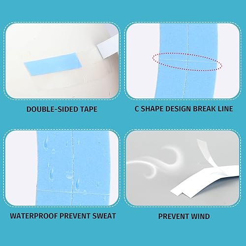 Miniatura 4 de 36 cintas de encaje para pelucas, sistema de cabello de doble cara, cinta transparente para pelucas de encaje, impermeable, ultra sujeción, cinta de