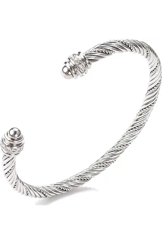 Nashya Twisted Cuff Bracelet for Women Cable Wire...