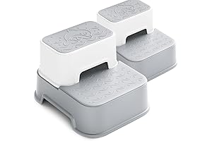 2-Step Double Up Toddler Toilet Stepping Stool for Bathroom and Sink (Grey)