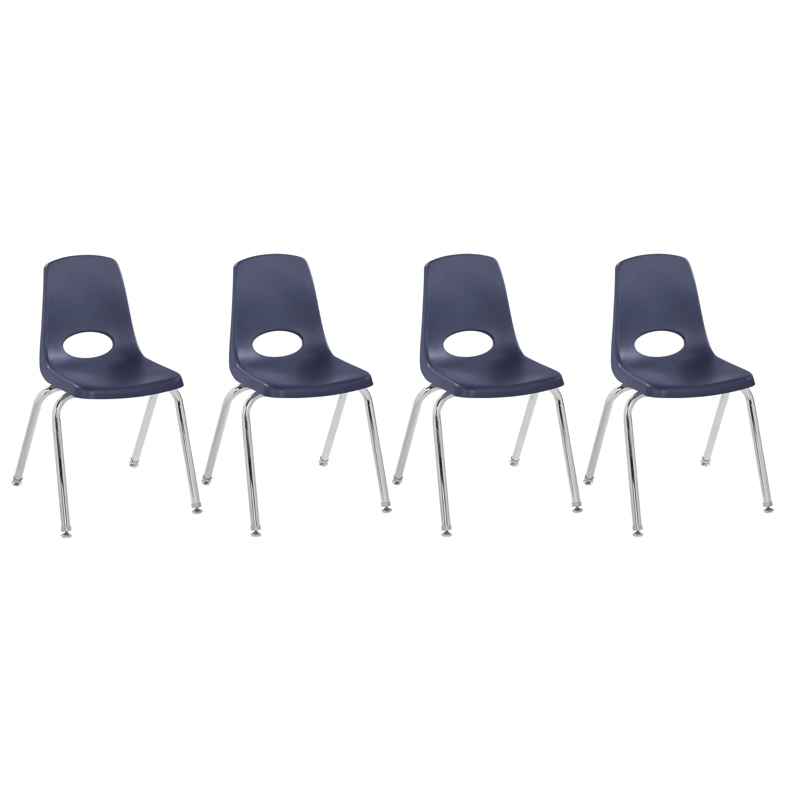 FDP 16" School Stack Chair with Swivel Glides, Navy, 4-Pack, 10383-NV
