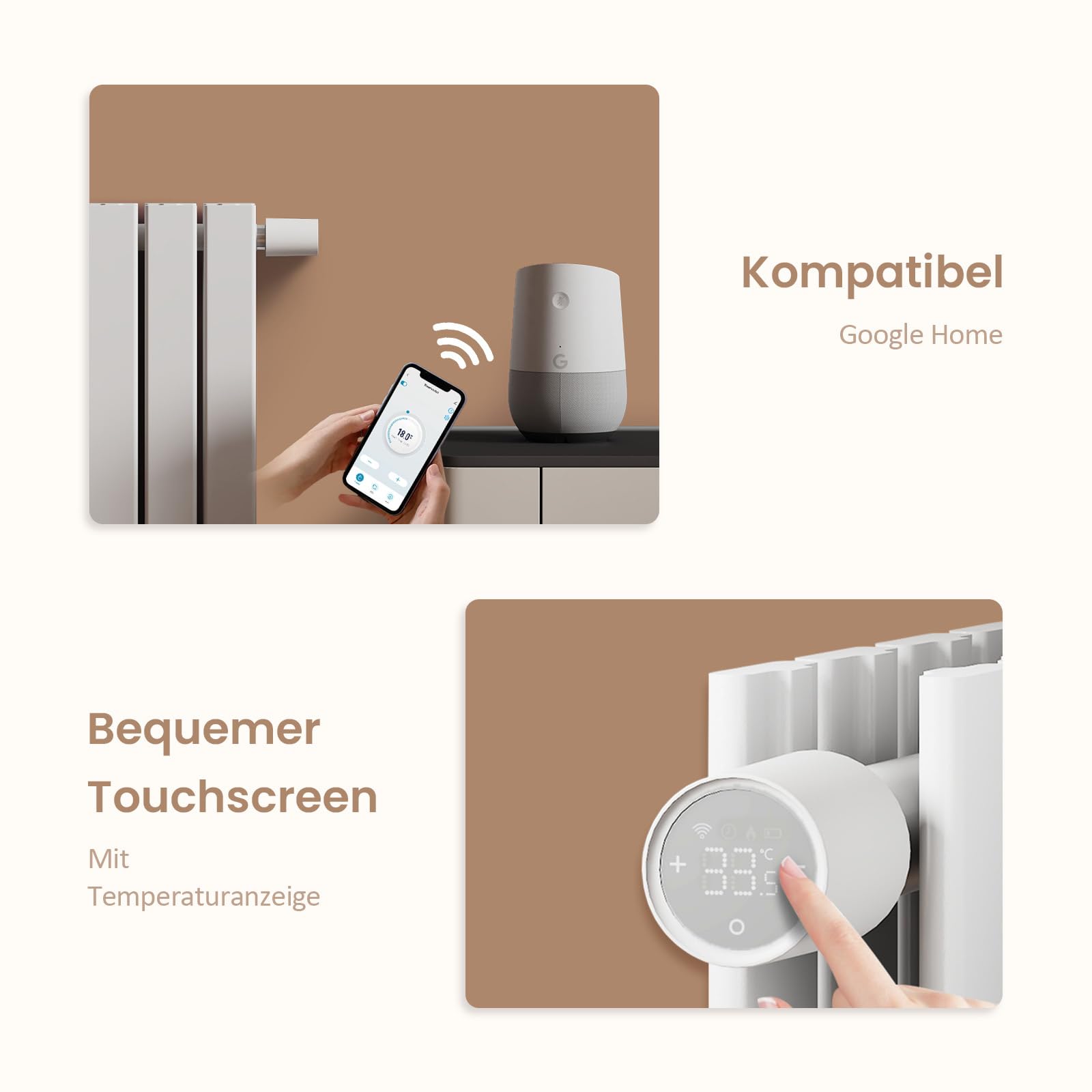 EMKE Smart Heizkörperthermostat Kit, Intelligenter Heizung Thermostat inklusive Tuya Zigbee 3.0 Gateway mit App-Funktion, kompatibel mit Alexa & Google Home, M30*1,5mm, 6 Adapter
