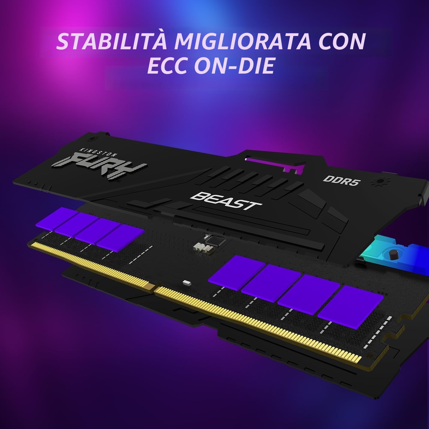 Kingston FURY Beast Nero RGB 16GB 6400MT/s DDR5 CL32 DIMM Memoria Gaming per Computer Fissi Modulo Singolo AMD EXPO/ Intel XMP - KF564C32BBEA-16