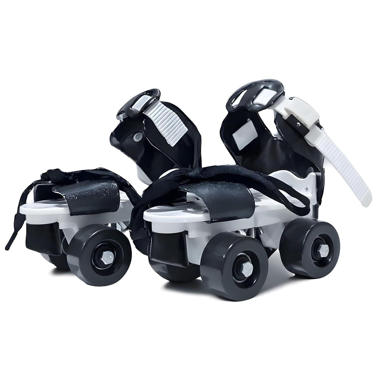Babygirl Adjustable Quad Roller Skates for Children Ages 6-12, Black and White, Mini Panda Outdoor_Wheel-image-41