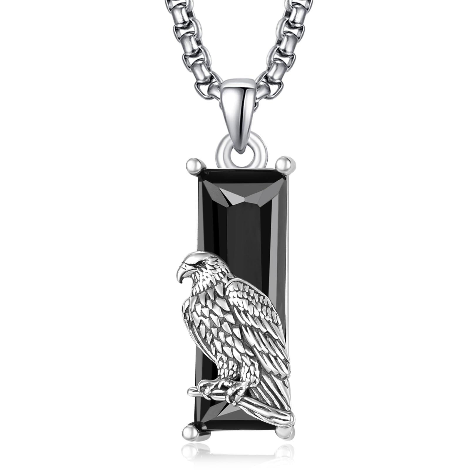 KATHLUTiger/Wolf/Lion Necklace for Women Men 925 Sterling Silver Animal Necklace Black Crytal Cool Necklace for Men Women Tiger Gifts