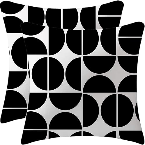Miniatura 3 de Fundas de almohada negras de mediados de siglo de los años 70 y 80, fundas de almohada retro, fundas de almohada Morden geométricas abstractas