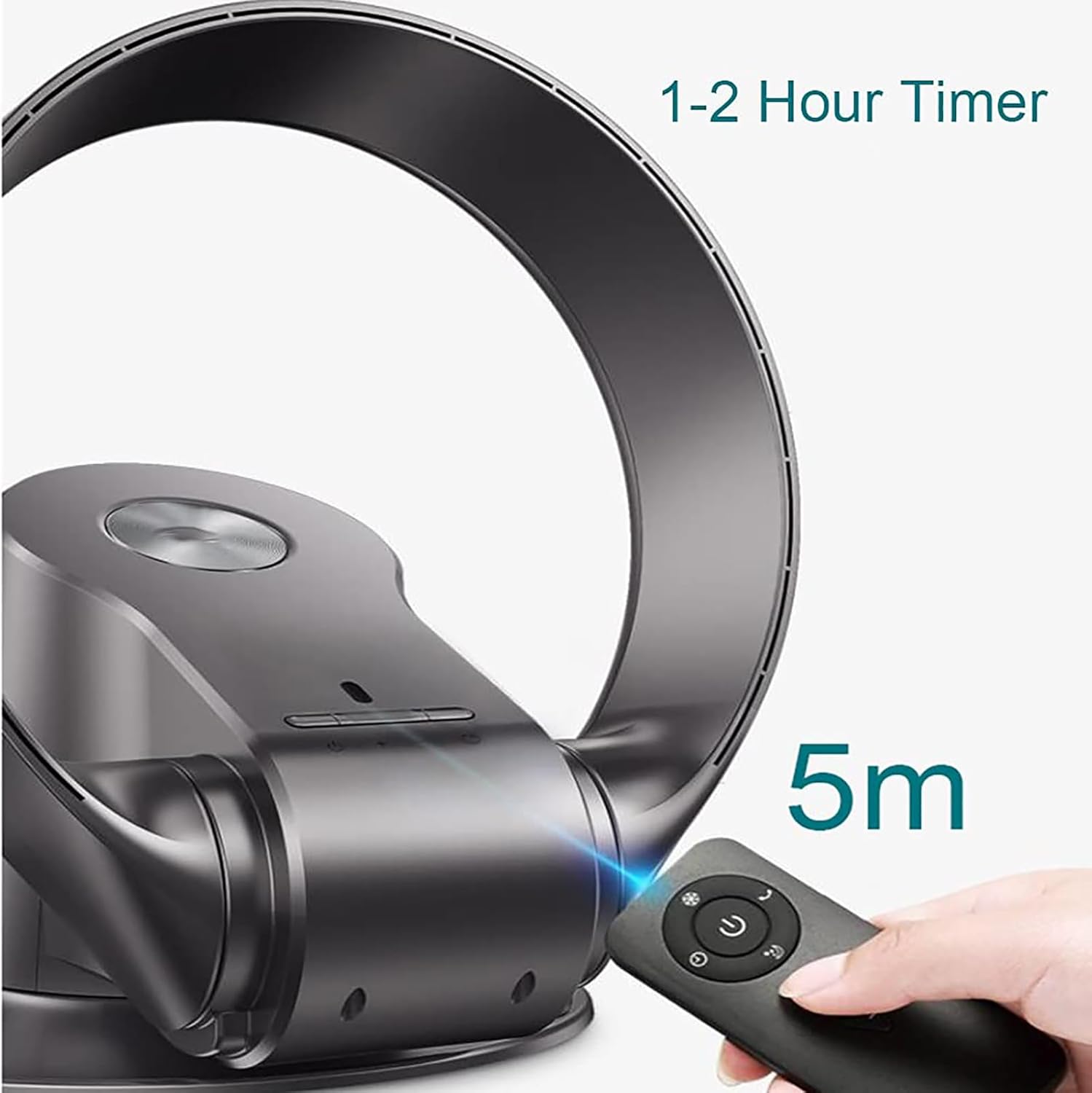 26W Oscillating Fan Oscillating Bladeless Fan,5-Speed Ultra Quiet Floor Standing/Desktop/Wall Mount Air Multiplier Fan with Remote Control and Timer, for Home and Office