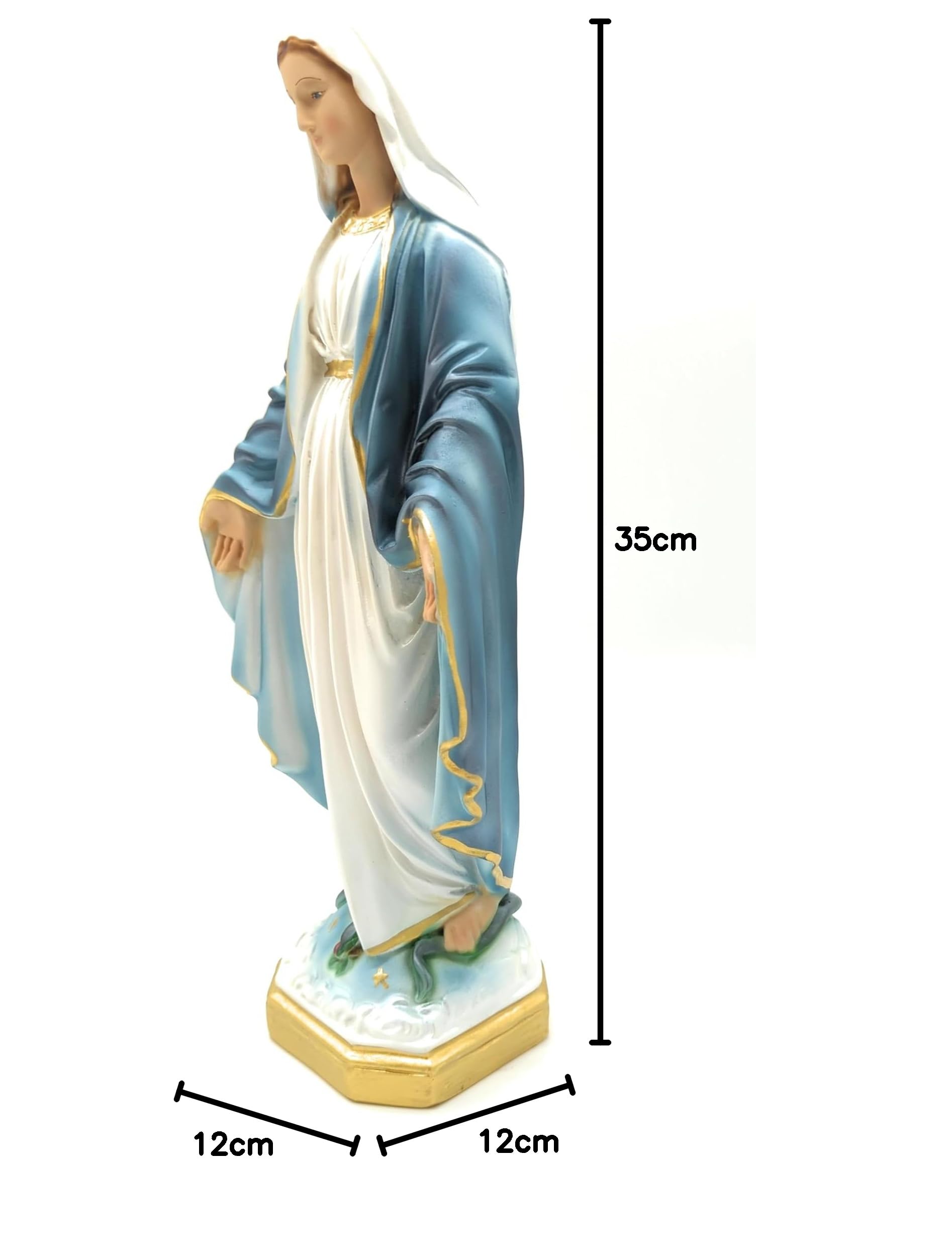 OVUNQUE PROTEGGIMI Statua Madonna Immacolata Concezione cm. 35 in resina effetto perlato adatta per interni ed esterni realizzata e dipinta a mano
