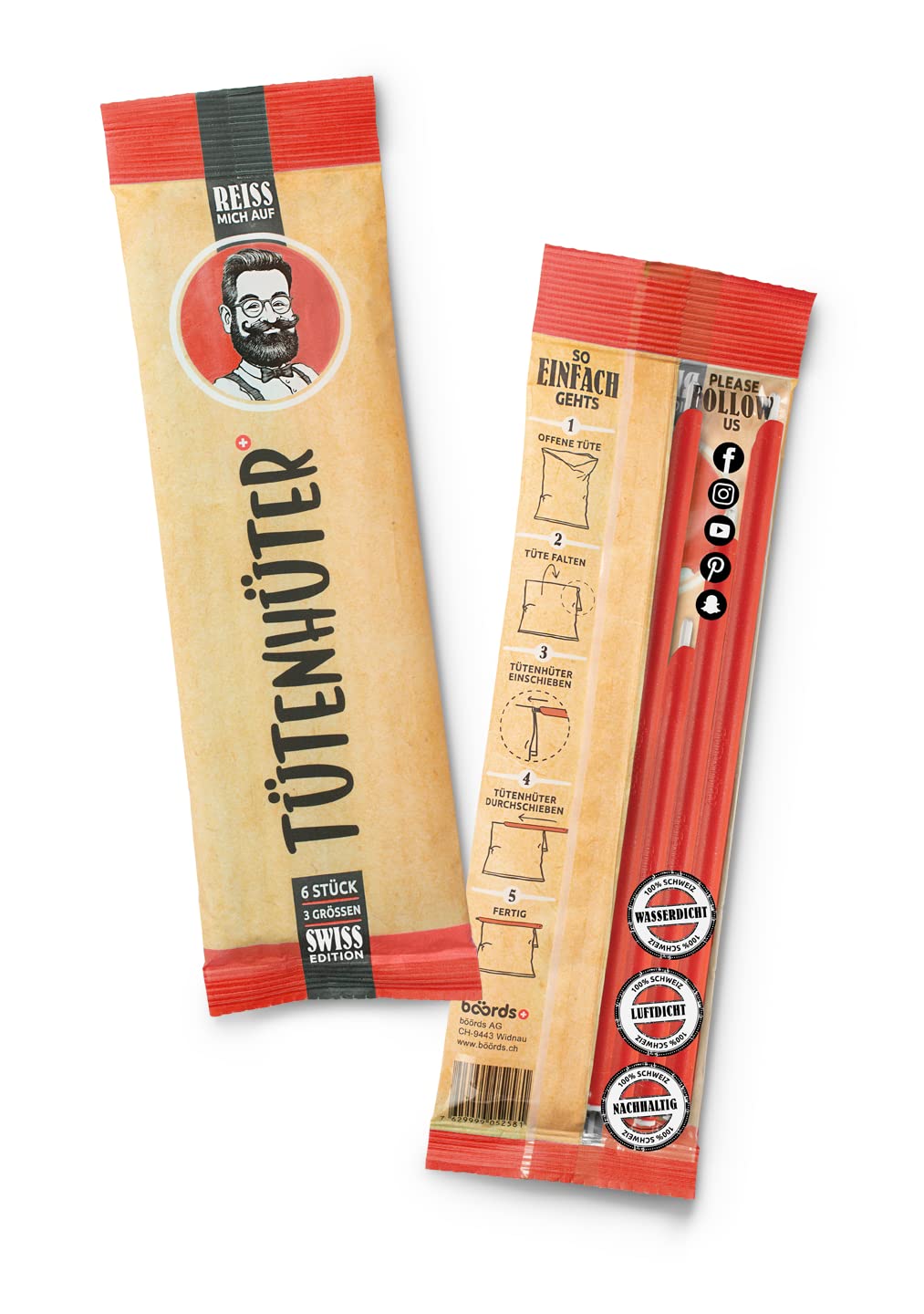 LK Trend & StyleBag Holder Das Original Bags Close Easy Bag Seal Waterproof Airtight Freezer Stable Aroma Protection for Food (Set of 6)