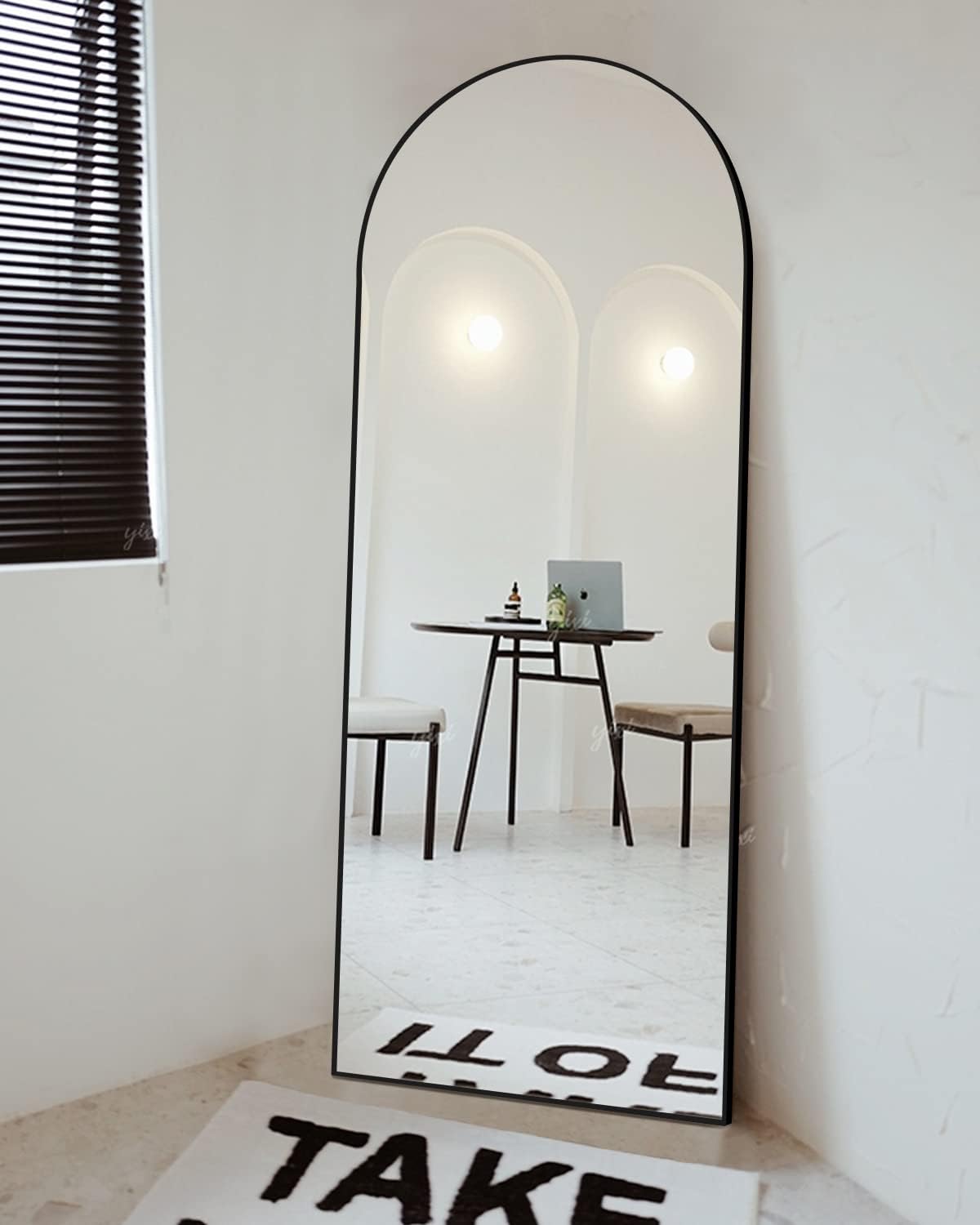 Photo 1 of  Floor Mirror, Full Length Mirror with Stand, Arched Wall Mirror Full Length, Black Floor Mirror Freestanding, Wall Mounted for Bedroom Living Room, Black 