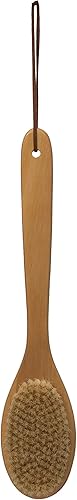 Wood Bath Brush with Leather Tie - Natural Brown Exfoliator
