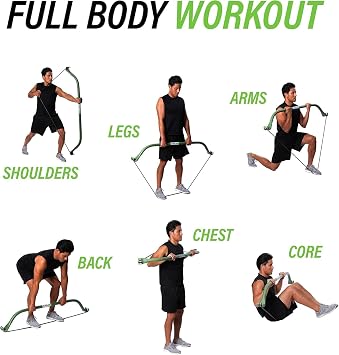 Gorilla Bow Lite All-in-One Home Gym System, Portable Resistance Band Bar for Strength Training, HIIT & Full Body Workouts, Lightweight Design for Home, Travel & Outdoor Use
