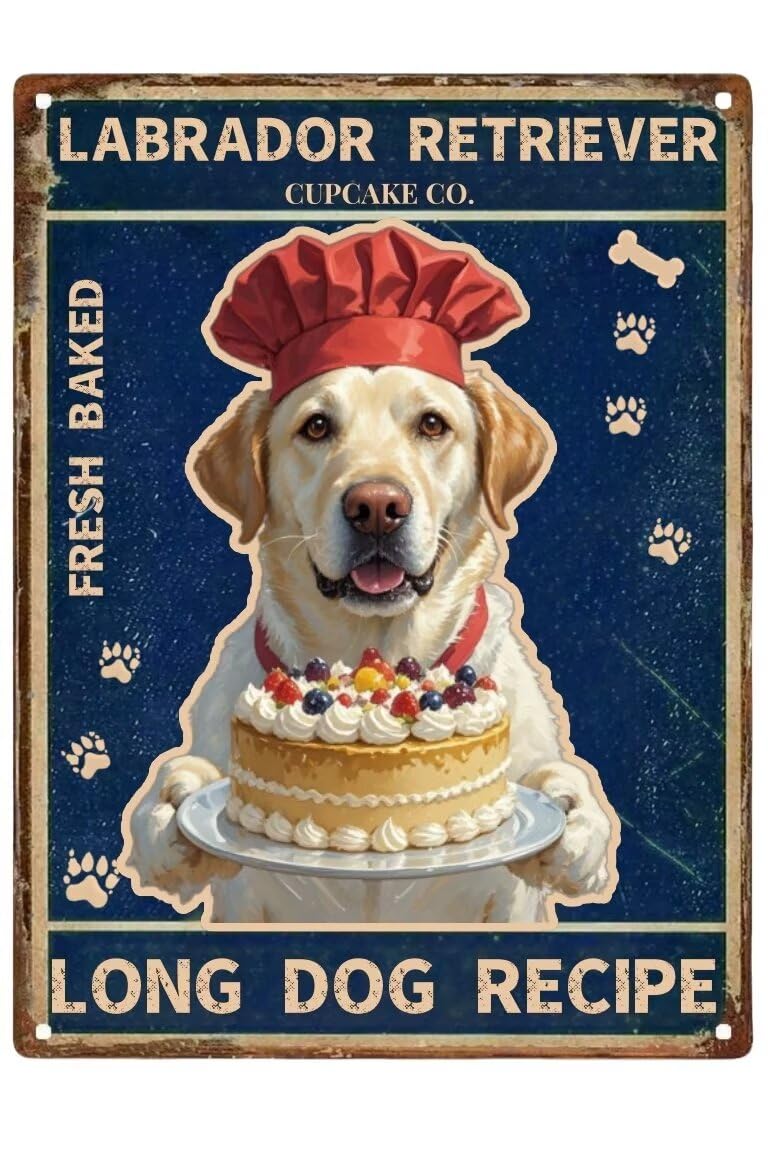 Asbwuo A15 Vintage Metal Sign Aluminum Sign 8X12 Inch Labrador Retriever 2 Long Dog Recipe Tin Sign Retro Wall Decor For Home, Cafe, And Garden - For Home Decor