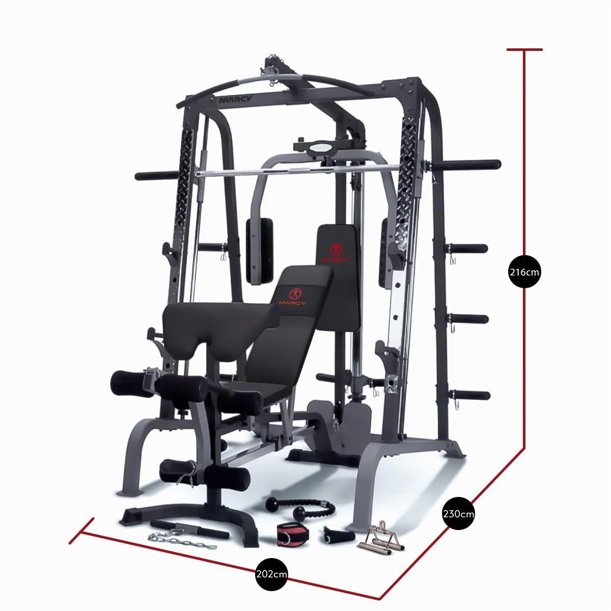 Marcy SM4000 Deluxe Smith Machine Gimnasio Completo en casa con Banco de Grado Comercial