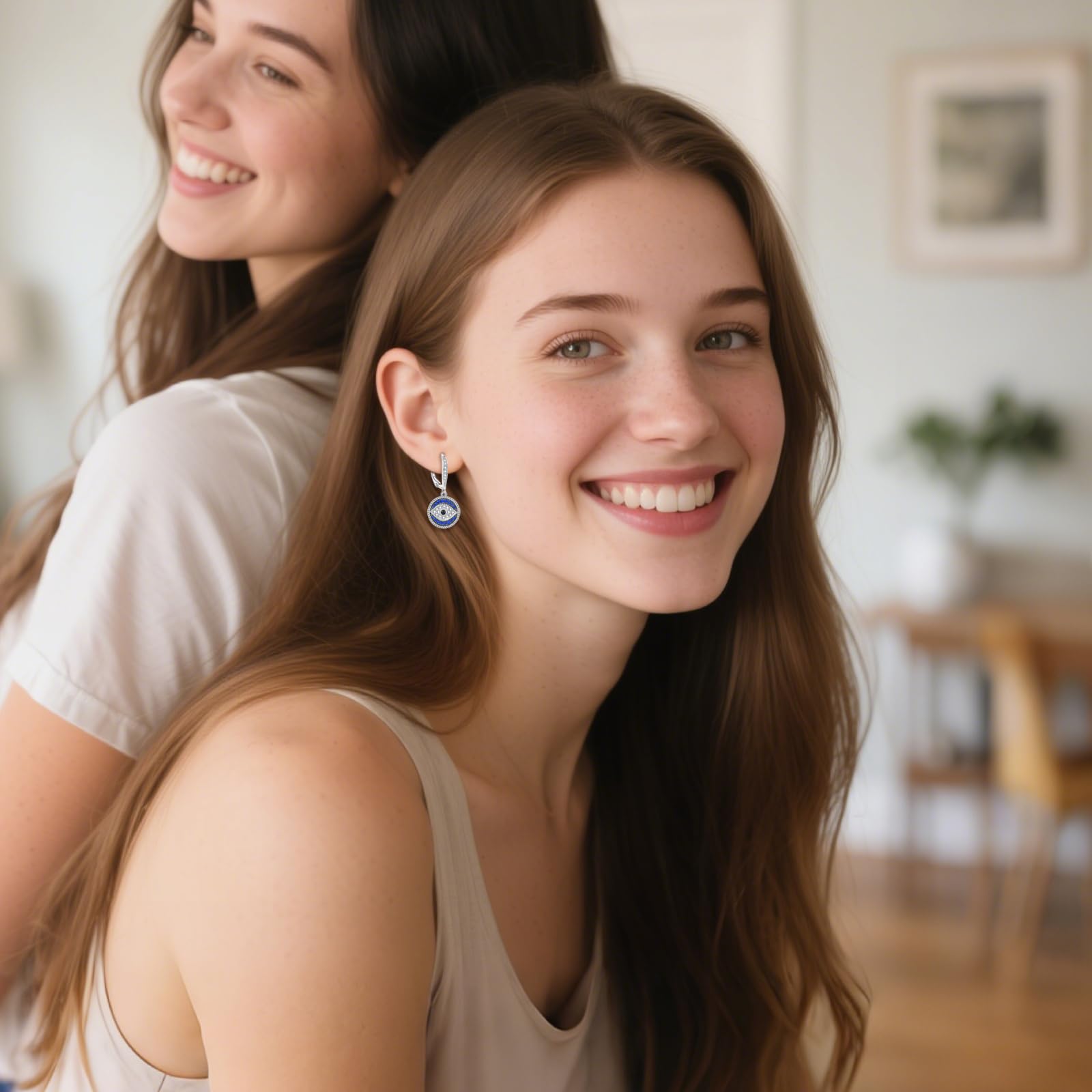 AXELUNA Pendientes de mal de ojo para mujer, de plata de ley, con diseño de ojo minimalista, regalos de joyería