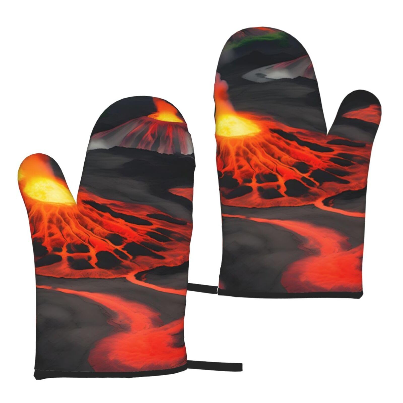 Kilauea Volcanos Print Women Men Universal Fit Heat Resistant Oven Gloves Cooking Grilling Indoor Outdoor