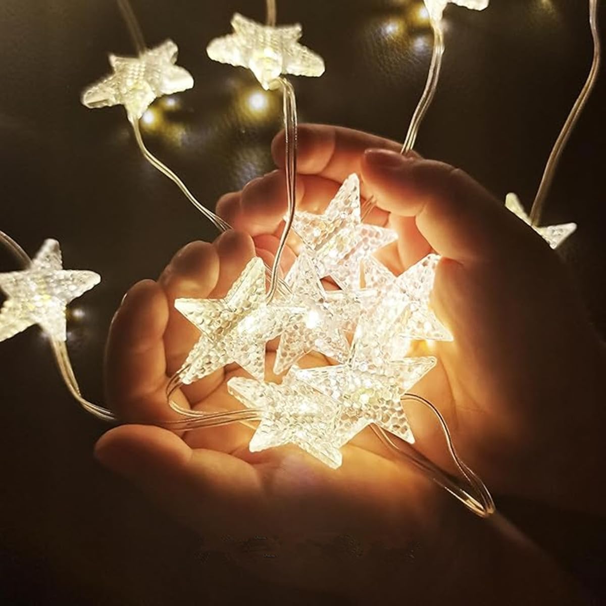 Lámpara de pantalla estelar, Lámpara de estrella de ventana Enchufe USB 8 modos flash Fairy Light Navidad, fiesta (3 * 1m 100LED)