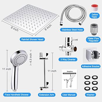 HOLISTIC　CURE　SHOWERHEAD Shower Head, Kaqinu 8'' High Pressure Rainfall Shower Head