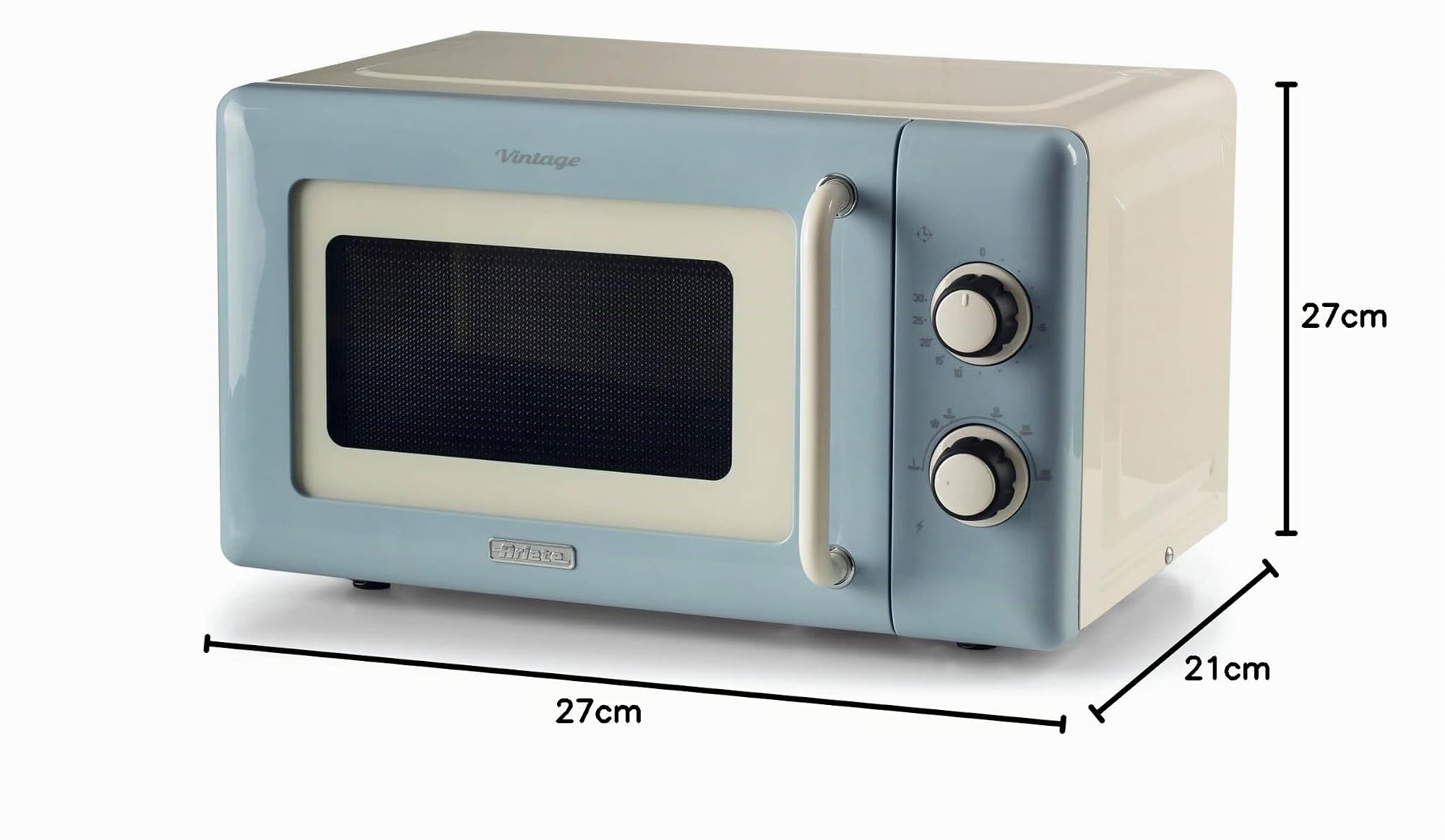 Ariete 3960 Mikrowelle Vintage 800 W 20 l 3 Funktionen 6 Kochstufen Timer hellblau