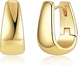 925 Sterling Silver Earrings Small Chunky Silver Earrings for Women 14K Gold Plated Small Hoop Earrings Silver Hypoallergenic Earrings Small Thick Huggie Hoops Earrings