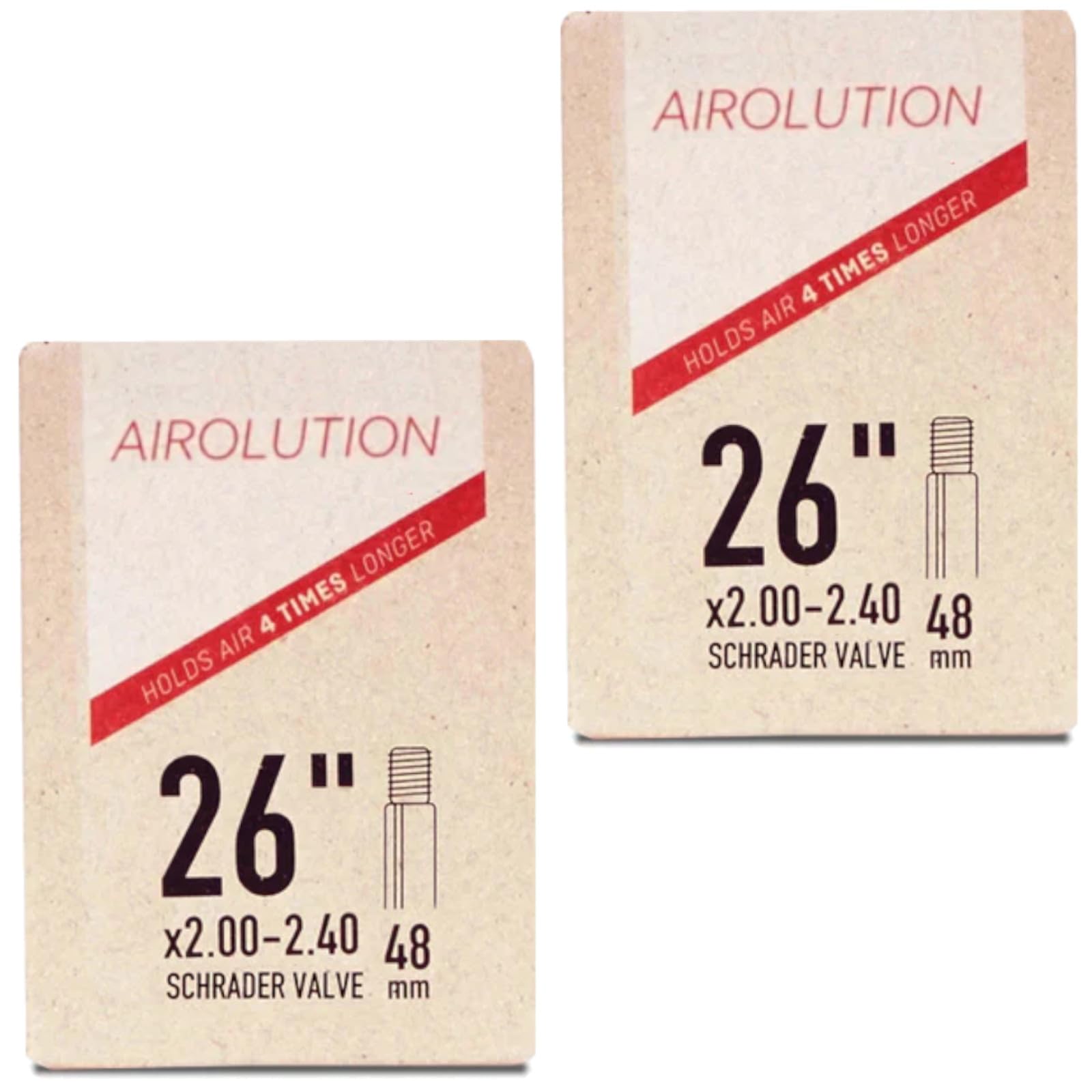 Airolution 26" x 2.0-2.4 Bike Inner Tubes with Schrader Valve (Pack of 2)