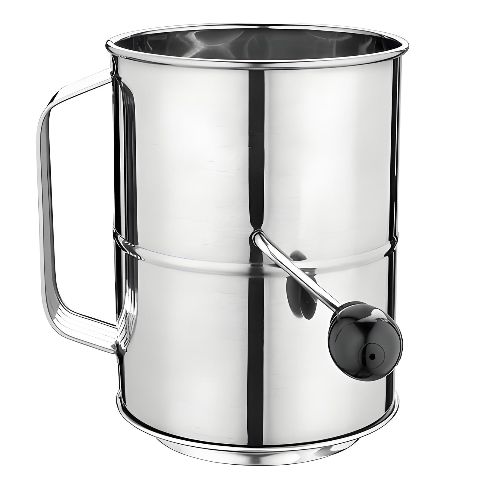 Kaeltsyn Stainless Steel Fine Meshes Flour Strainer with Agitator for Quick Sifting Sifter Rustproof Kitchen Tool Baking Sifter