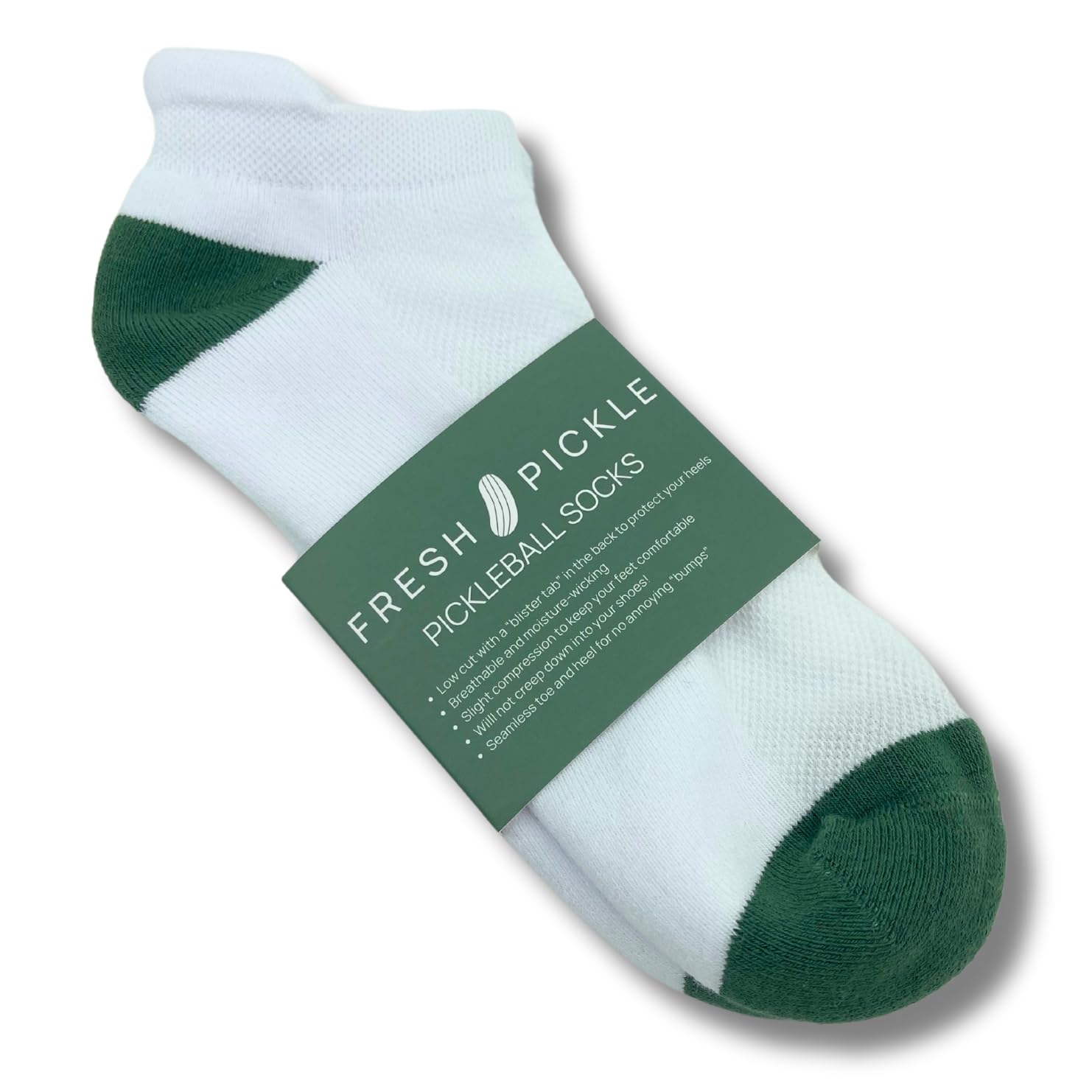 Fresh Pickle Pickleball Socks - Moisture Wicking, Light Compression, Reinforced Heel & Toe, Comfortable Low Cut Design - Stylish Accessories & Gifts for Pickleball Lovers, (Single Pair)