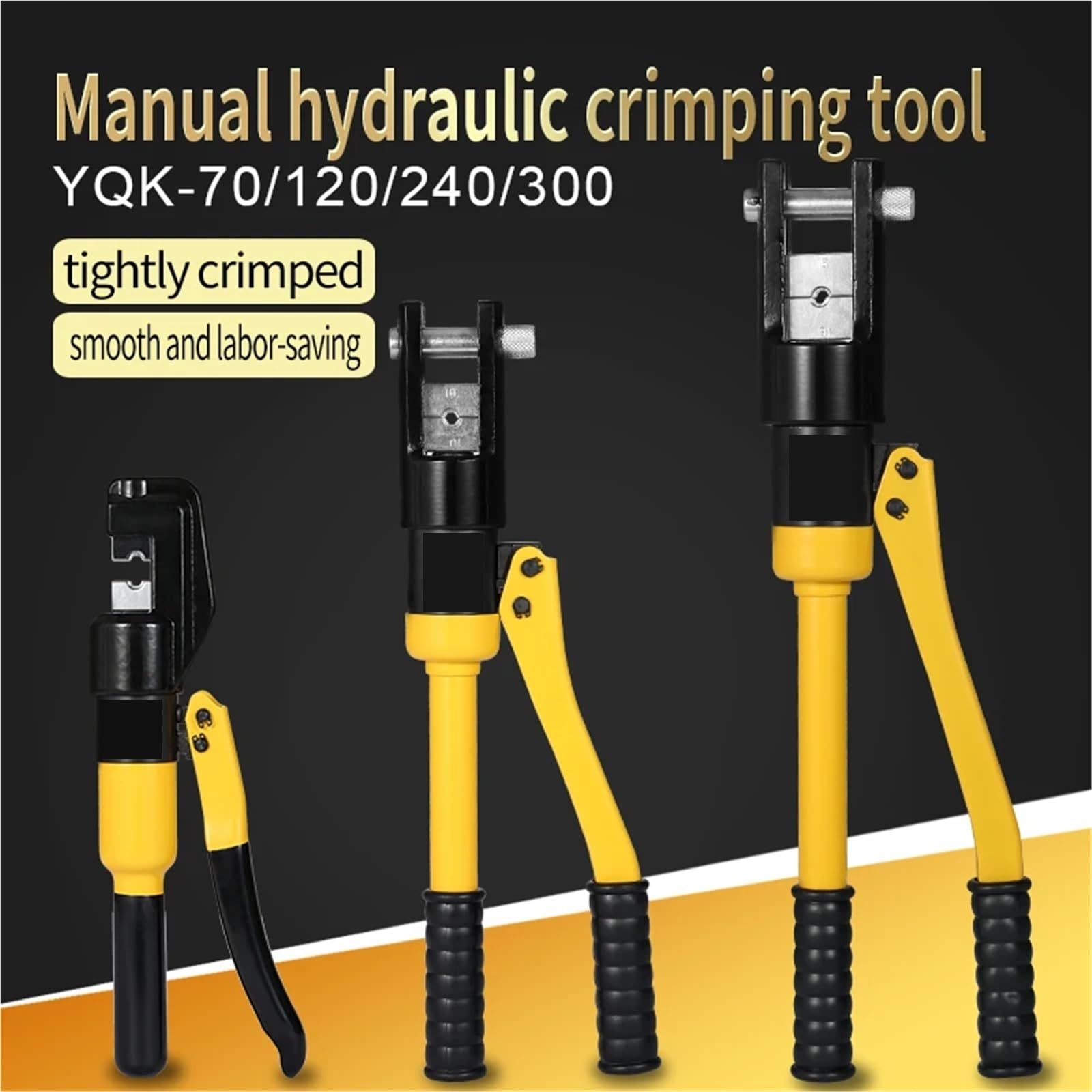 Pince à sertir hydraulique, pince à sertir hydraulique avec matrices, kit d'outils manuel pour flexibles, outils de sertissage à froid pour cosses de câbles en cuivre et aluminium, pour cuivre et al