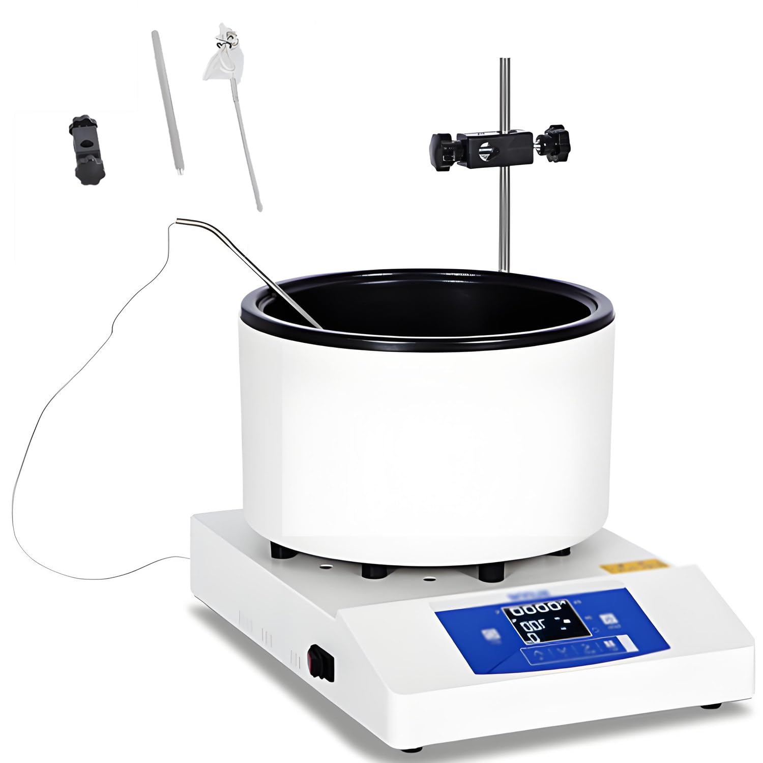Baño Calefacción Agitación Magnética,Baño Agua 100 °C,Aceite 250 °C 1L | Agitador Magnético con Pantalla,Control Temperatura,300w / 500w / 750w,Velocidad 50–2000 Rpm,para Aplicaciones Laboratorio