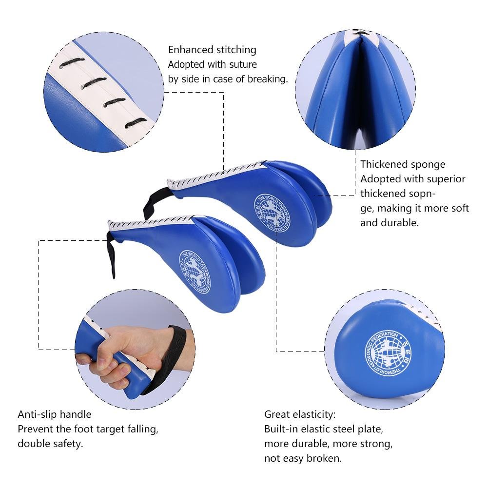 Pad Taekwondo, 1 Paia Calcio Pad Target PU Calcio Taekwondo Allenamento Durevole Calcio Pad Taekwondo Arti Marziali Boxe (Blu)