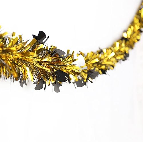 Miniatura 5 de Whaline 4 guirnaldas de oropel de graduación de 26 pies, gorra de graduación torcida de oropel negro dorado metálico para fiesta de graduación,