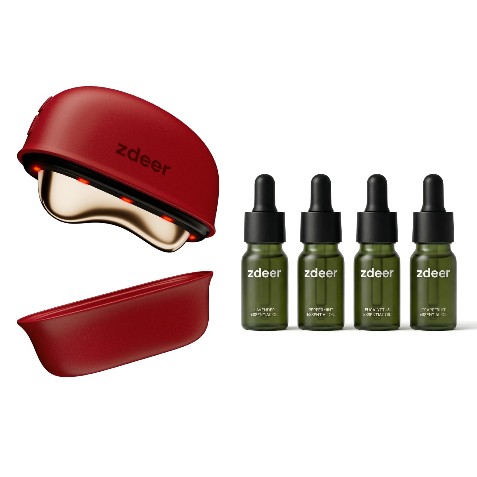 ZDEER Heated Gua Sha Face Massager with Red Light Therapy Vibration 4 Essential Oils Red