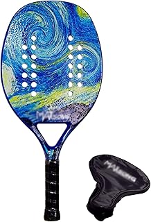 Beach Tennis Racket, Carbon Fiber Grit Face, EVA Foam Core Beach Tennis Paddle Racket with Carry Bag, Lightweight Beach Tennis Racket, Professional Beach Sports Equipment