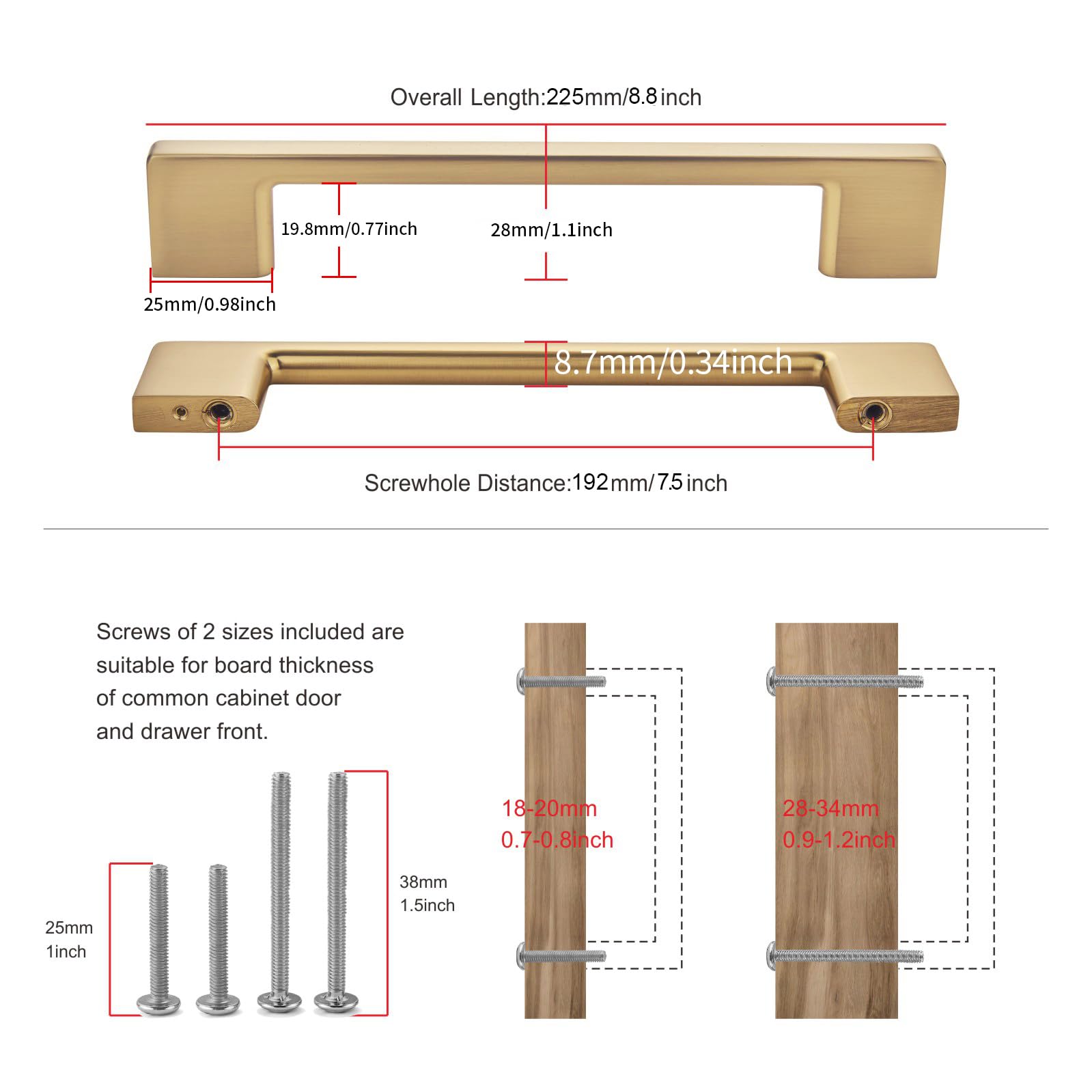 TUNNY Paquete de 5 manijas clásicas para gabinete, 192 mm, espaciado entre tornillos, color bronce champán, manijas para muebles de bronce champán, gabinetes de cocina, dormitorio