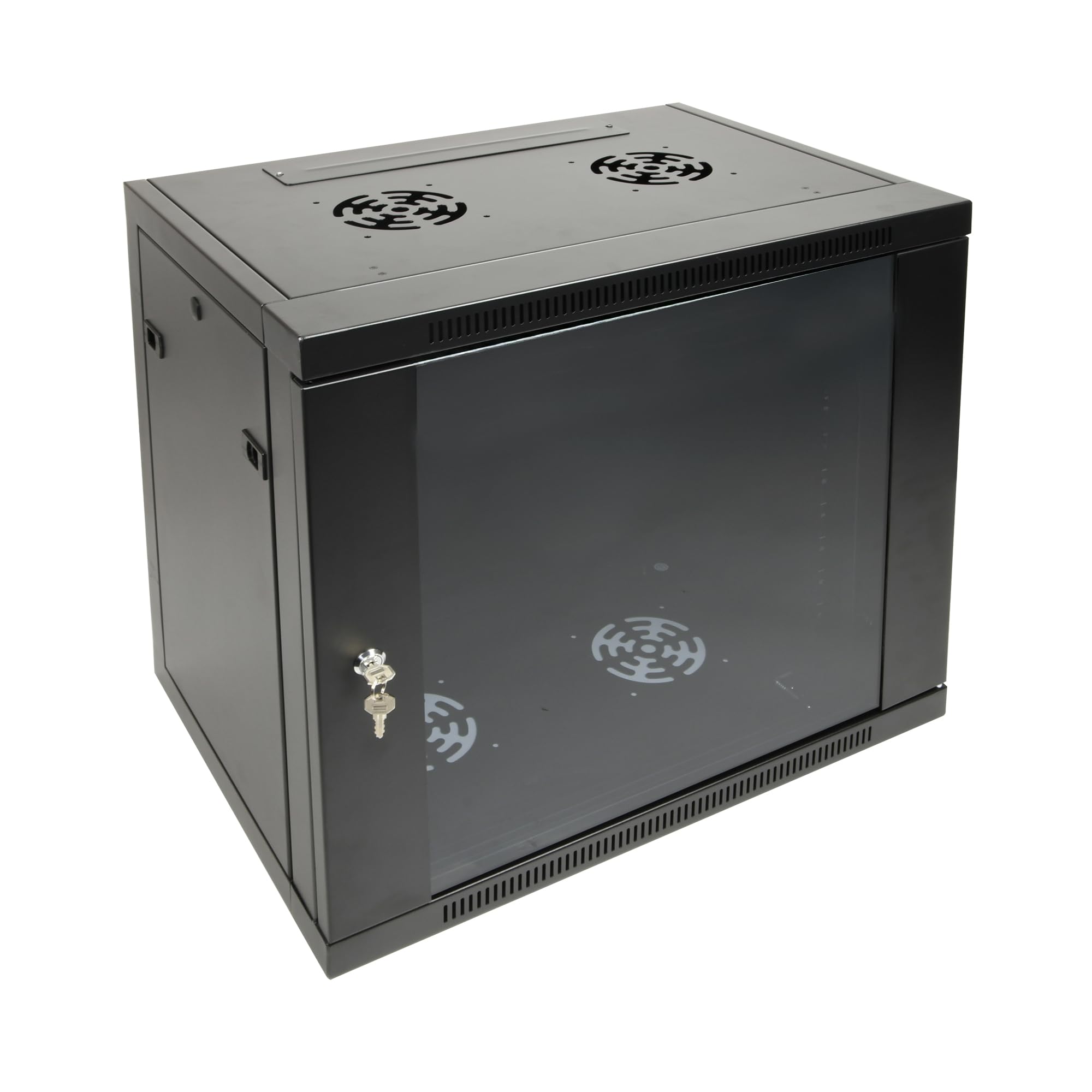 Labgear 12U Wall Mount Server Cabinet 420mm Depth Network Rack Enclosure with Locking Glass Door Ventilated Steel Panels for 19 inch IT Equipment Patch Panels AV Devices Toolless Flat Pack Assembly