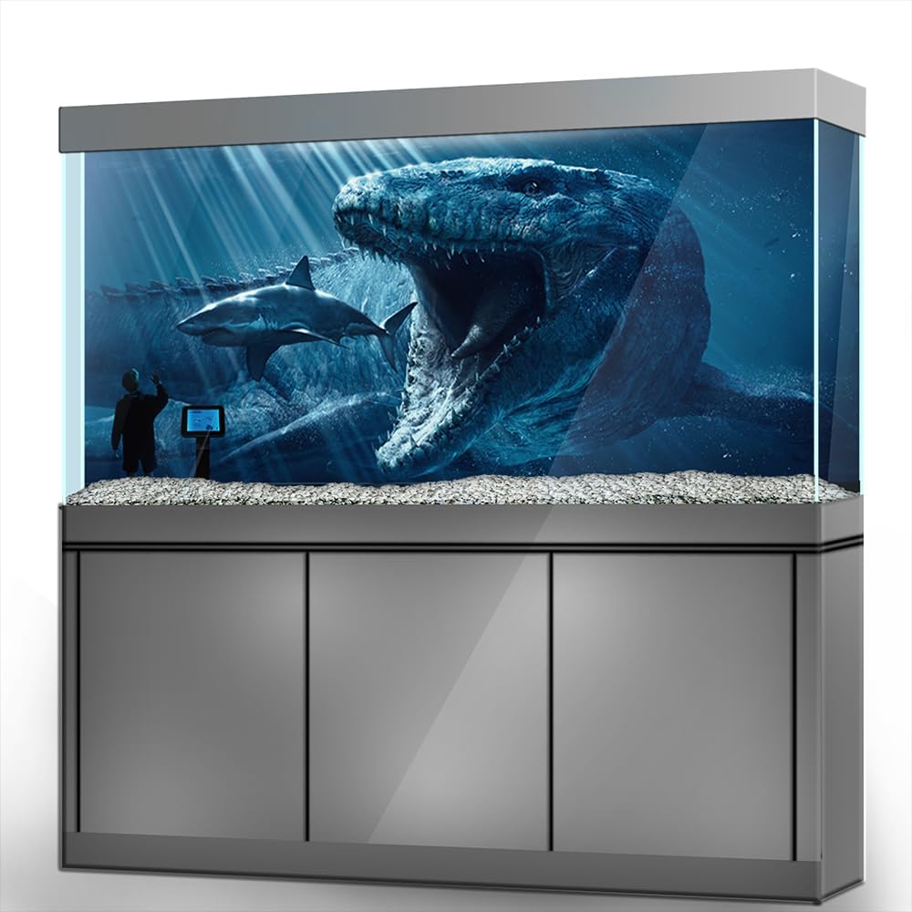 Aquarium Background Stickers - Monster Shar - Fish Tank Reptile Terrarium Decor Poster (120 x 60 cm / (47.2 x 23.6 inches))