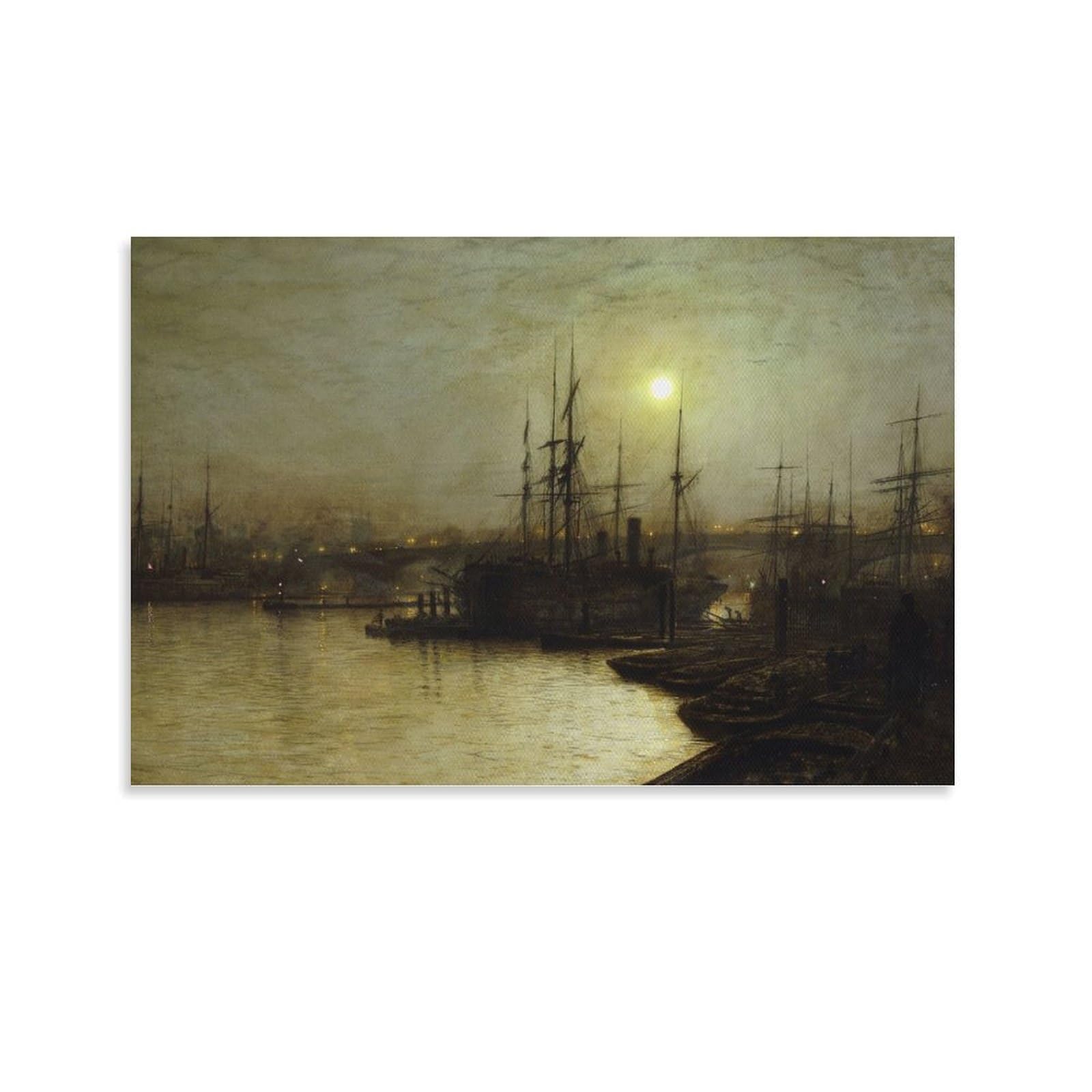 Night Toil, Billingsgate Wharf By John_Atkinson_Grimshaw Wall Art Prints Poster Wall Art Poster Prints Home Decor Picture Canvas Painting Posters 08x12inch(20x30cm)