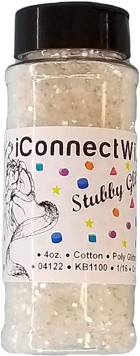 iConnectWith Glitter – Cotton White, Stubby Polyester Glitter; Multi-use for Crafts, Decorations, Nail Art, Makeup, Tumblers, Resin Art, and DIY Projects