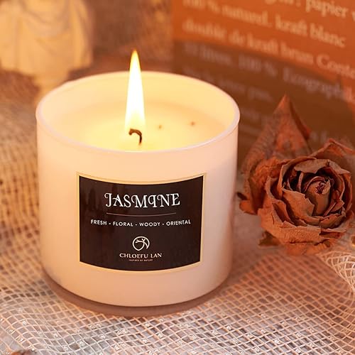 Miniatura 2 de Chloefu LAN Vela perfumada de soja de larga duración y combustión lenta (7 onzas, 45 horas) con vidrio transparente y cubierta negra