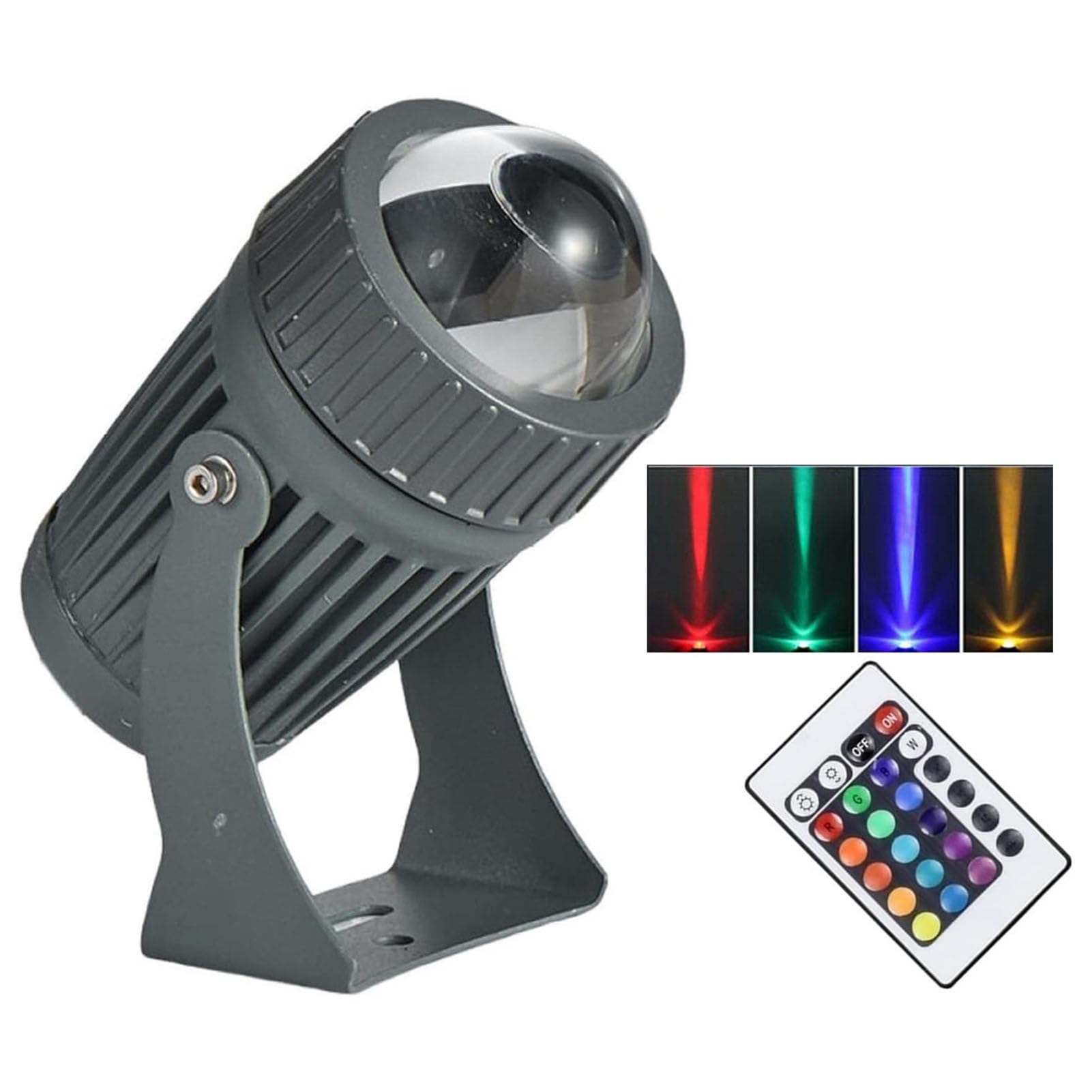 GUODDM Led Beam Light - 10W Narrow Beam Floodlights, RGB with Remote Control Rotation Spotlight, IP67 Waterproof Remote Lighting Spotlights, Adjustable Beam Angle Up Lights(RGB,12v)