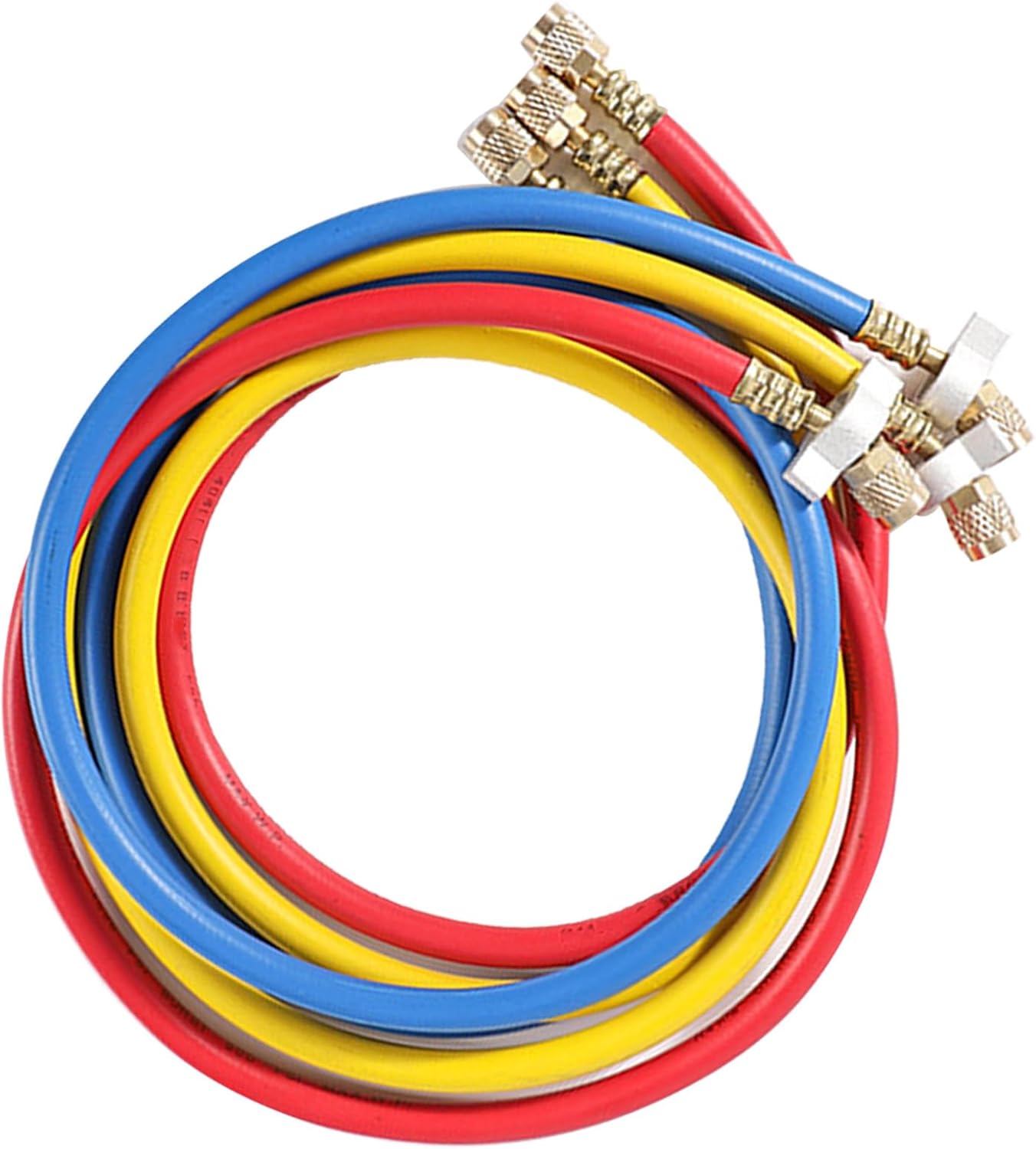 3Pcs Refrigerant Charging Hose Set, High Pressure Rubber AC with Explosion-Proof Copper Connector, Compatible R22 R410a R134 R404a 1/4" Thread Hose Set Easy to Install