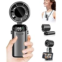 Ventilatore Portatile Turbo USB Ricaricabile, Pieghevole con Supporto Phone e Display