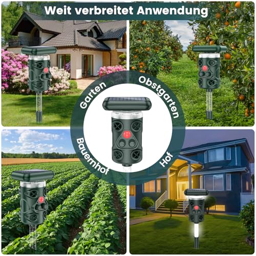 Beleuchteter Katzenschreck für Garten, Katzenabwehr Ultraschall Solar, 360° Katzenschreck für Garten Testsieger, Katzenschreck Ultraschall für Katzen, Vögeln, Ratten, Hunden und Anderen Wildtieren