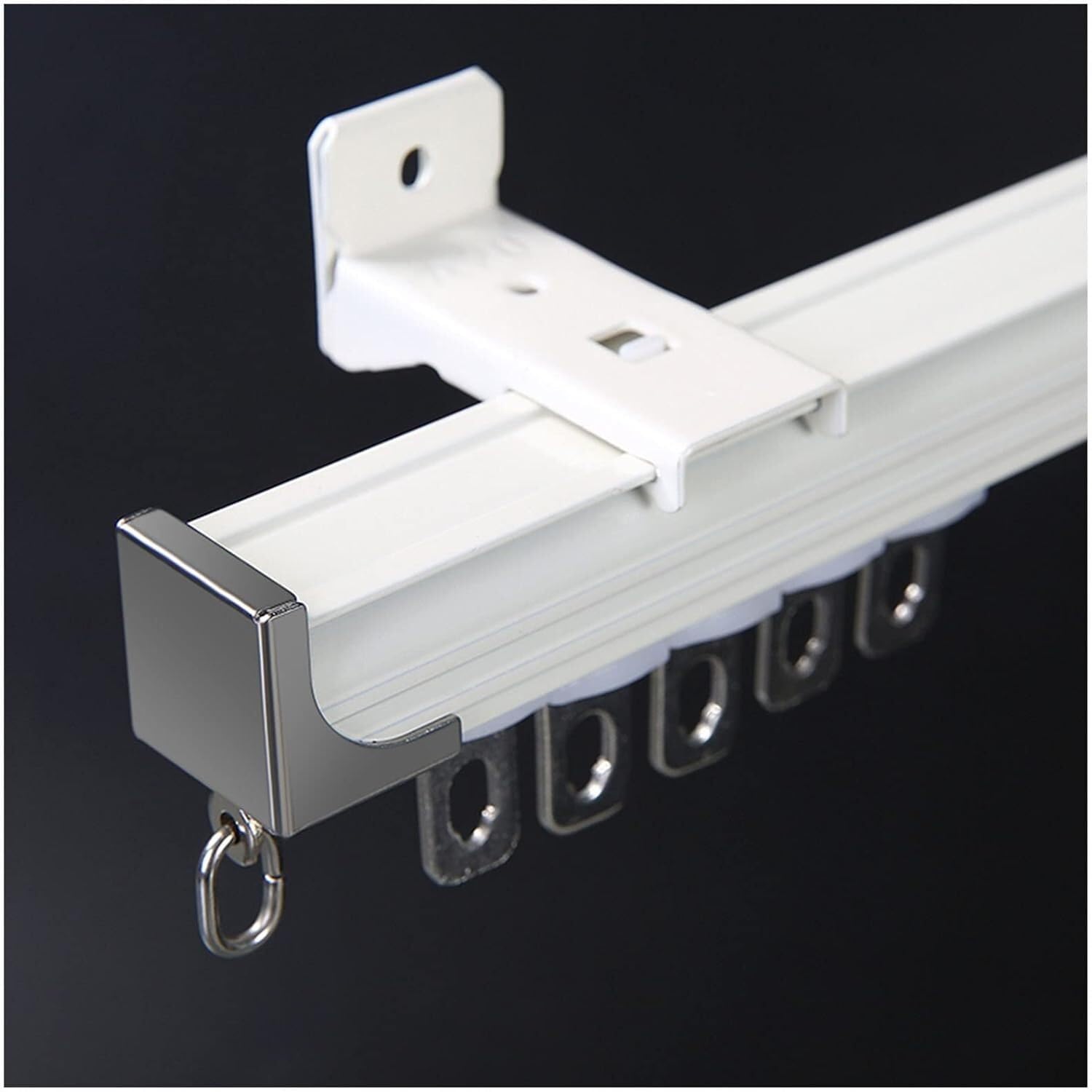 CuKLARYi Aluminum Alloy Curtain Rails, Room Divider Curtain Track, Wall Thickness 2mm, Heavy Duty Curtain Rod, For Ceiling or Wall Mounting(B Wall Mounted,120cm(3.9ft))