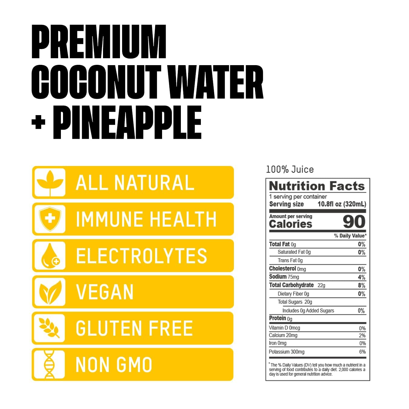 Once Upon a Coconut Premium Pineapple Coconut Water - Low Calorie All-Natural Drink with Electrolytes - Non-GMO - Gluten-Free -10.8 Fl Oz (Pack of 12) - Image 2