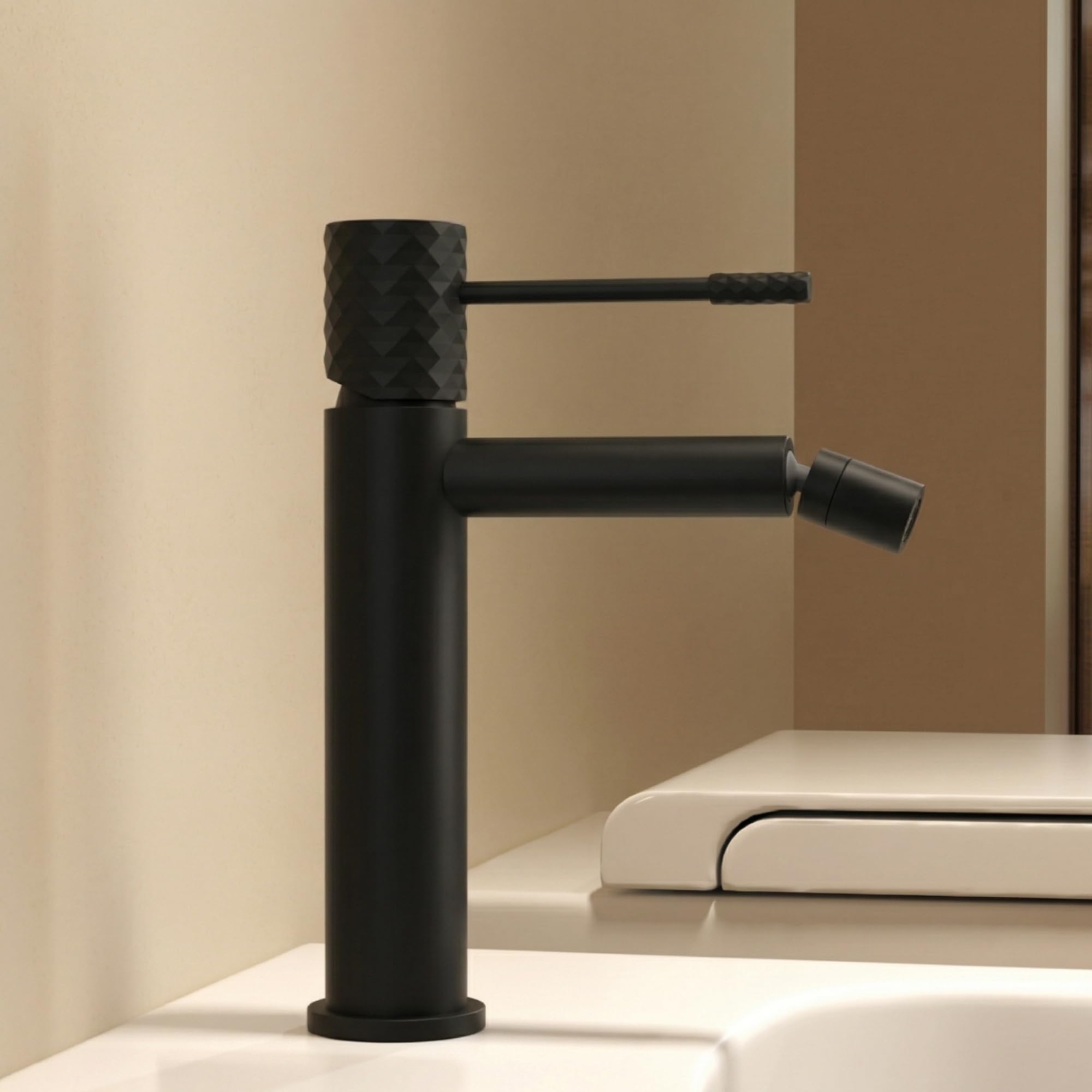 IMEX kran bidetowy, bateria bidetowa, bateria bidetowa, bateria bidetowa z mieszaczem ciepłej i zimnej wody, bateria Bidet, łatwa instalacja, seria Genua, czarny matowy